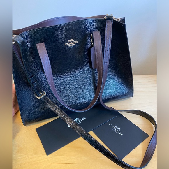 Coach Charlie Medium Carryall - Polished Black Leather Shiny - Picture 8 of 8